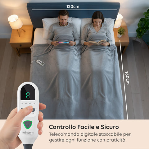 Coperta Termica Matrimoniale Fluffy per Letto e Divano in Flanella con Timer 9H