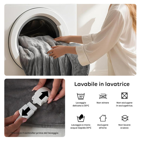 Coperta Termica Matrimoniale Fluffy per Letto e Divano in Flanella con Timer 9H