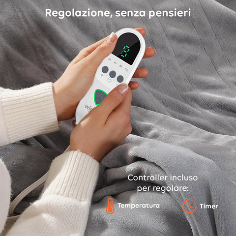 Coperta Termica Matrimoniale Fluffy per Letto e Divano in Flanella con Timer 9H