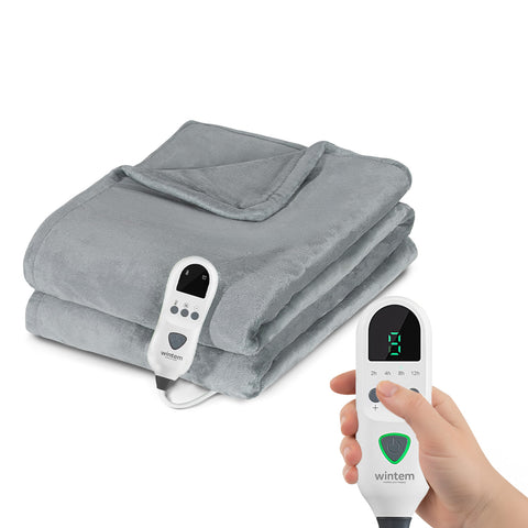 Couverture Chauffante Double Fluffy pour Lit et Canapé en Flanelle avec Minuteur 9H