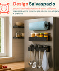 Set 3 Organizer Magnetico Cucina: Porta Spezie, Barattoli e Porta Rotolo Senza Fori