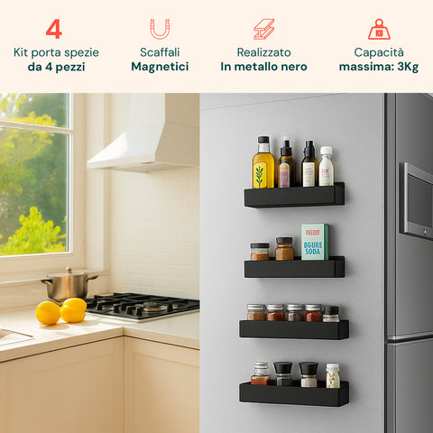 Set Ripiani Magnetici per Frigo – Robusti Porta Spezie in Metallo con Magnete