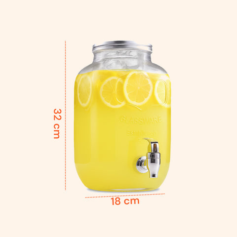 Dispenser Bevande in Vetro 8L con Rubinetto in Alluminio