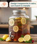 Dispenser Bevande in Vetro 8L con Rubinetto in Alluminio