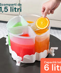 Dispenser Rotante 360° per Bevande 6L Totali con 4 Scomparti e Base Resistente