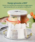 Dispenser Rotante 360° per Bevande 6L Totali con 4 Scomparti e Base Resistente