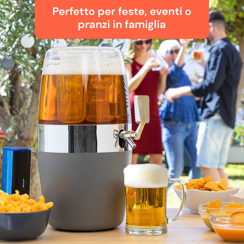 Contenitore bevande Avilia perfetto per feste, eventi o pranzi in famiglia, spillatore birra con boccale e snack all'aperto