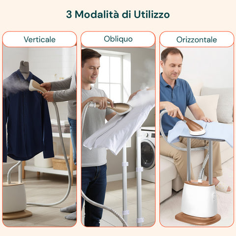 Ferro da Stiro a Vapore Verticale 1580W con Accessori e Serbatoio 1500ml