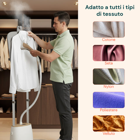Ferro da Stiro a Vapore Verticale 1580W con Accessori e Serbatoio 1500ml