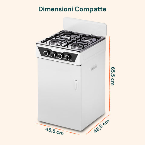 Cuisinière à Gaz 4 Feux avec Compartiment Bouteille de Gaz – Pour Intérieur et Extérieur