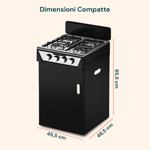 Cucina a Gas 4 Fuochi con Vano Portabombola – Per Interni ed Esterni