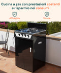 Cucina a Gas 4 Fuochi con Vano Portabombola – Per Interni ed Esterni