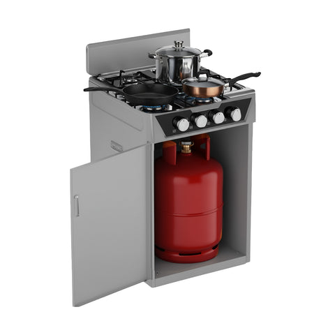 Cuisinière à Gaz 4 Feux avec Compartiment Bouteille de Gaz – Pour Intérieur et Extérieur