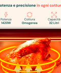 Mini Forno Elettrico 32L 1420W con Termostato Regolabile fino a 230°C