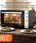 Forno Elettrico Ventilato 70L Acciaio Inox con Timer e Termostato