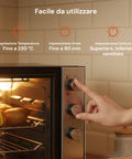 Forno Elettrico Ventilato 70L Multifunzione 2500W – Doppia Resistenza e Timer 90 Min