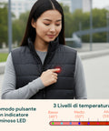 Gilet Termico Nero Unisex L-XXL – 3 Livelli di Temperatura e Ricarica USB
