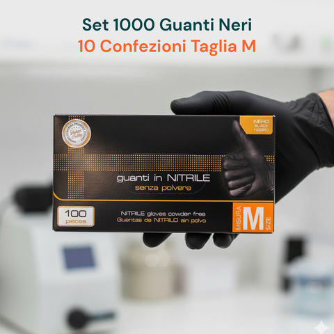Guanti Nitrile Neri Senza Polvere – Set 100/1000 Pz Taglia M/L