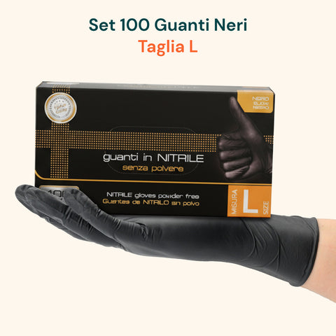 Guanti Nitrile Neri Senza Polvere – Set 100/1000 Pz Taglia M/L