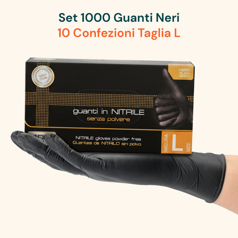 Gants en nitrile noirs sans poudre – Lot de 100/1000 pièces Taille M/L