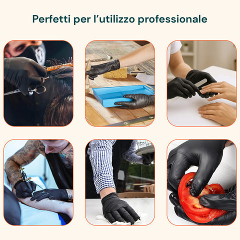 Guanti Nitrile Neri Senza Polvere – Set 100/1000 Pz Taglia M/L