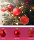 Set 100 Palline di Natale Rosse – 2 Dimensioni, 3 Finiture Diverse