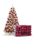 Set 100 Palline di Natale Rosse – 2 Dimensioni, 3 Finiture Diverse