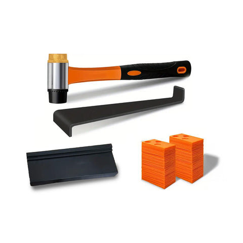 Ensemble d'outils pour la pose de revêtements de sol – Comprend un marteau et des cales