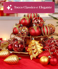 Set Addobbi Natalizi 106 Pezzi Rosso e Oro – Con Stelle e Fiori Glitter