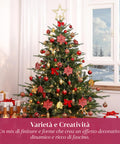 Set Addobbi Natalizi 106 Pezzi Rosso e Oro – Con Stelle e Fiori Glitter
