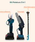 Kit 3 in 1 Potatura con Forbice, Motosega e Asta Telescopica a Batteria 88V