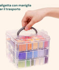 Set Ricamo Completo con 3 Livelli, 150 Fili, Aghi e Organizer in Plastica