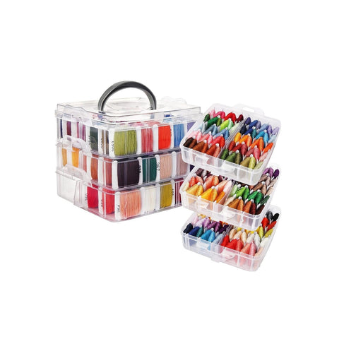 Set Ricamo Completo con 3 Livelli, 150 Fili, Aghi e Organizer in Plastica
