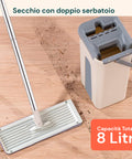Lavapavimenti Mopo Wash 8L con Bastone Snodabile e Secchio Diviso e 2 Panni