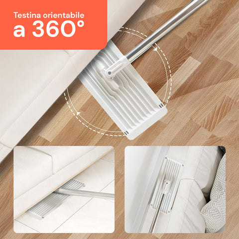 Lavapavimenti Mopo Wash 8L con Bastone Snodabile e Secchio Diviso e 2 Panni