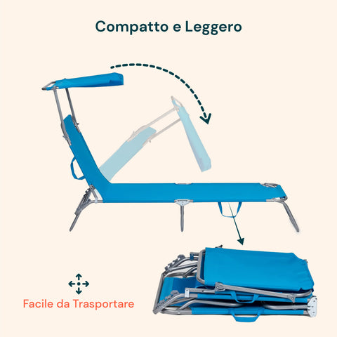 Lettino compatto e leggero con design pieghevole per trasporto facile e conservazione salvaspazio, perfetto per spiaggia e vacanze
