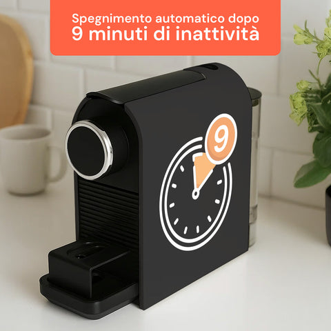 Macchina caffè con design compatto che si adatta a qualsiasi cucina, realizzata con materiali di qualità BPA free per sicurezza