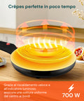 Padella Crepes Elettrica 700w con Rivestimento Antiaderente Facile Pulizia