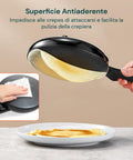 Padella Crepes Elettrica 700w con Rivestimento Antiaderente Facile Pulizia