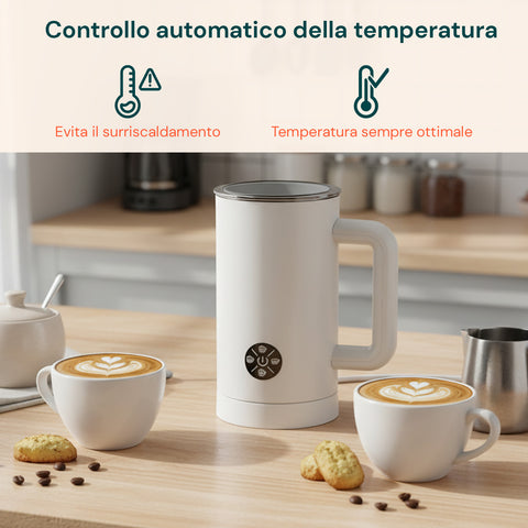 Montalatte Elettrico in Acciaio Inox con Interno Antiaderente e 4 Programmi