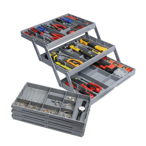 Organisateur Tiroirs 3 Niveaux – Rangement Modulable Gris Gain de place
