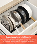 Organizer Portapentole Estensibile da 30 a 58cm per Utensili da Cucina