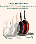 Organizer Portapentole Estensibile da 30 a 58cm per Utensili da Cucina