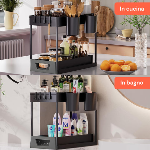 Organizer Multiuso 40x21,5x37cm con Ripiani e Accessori Inclusi