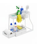 Organizer Estraibile Salvaspazio con Cestello e Ganci per Bagno o Cucina
