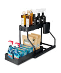 Organizer Estraibile Salvaspazio con Cestello e Ganci per Bagno o Cucina