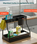 Organizer Estraibile Salvaspazio con Cestello e Ganci per Bagno o Cucina