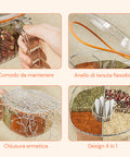 Organizer Spezie da Cucina 4 Scomparti con Coperchio e Cucchiaini