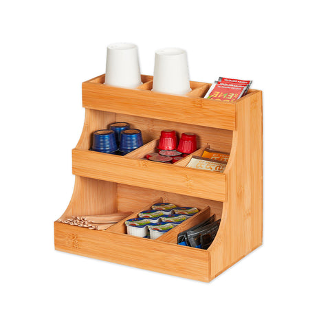 Organiseur polyvalent en bois de bambou – 9 compartiments avec design stable