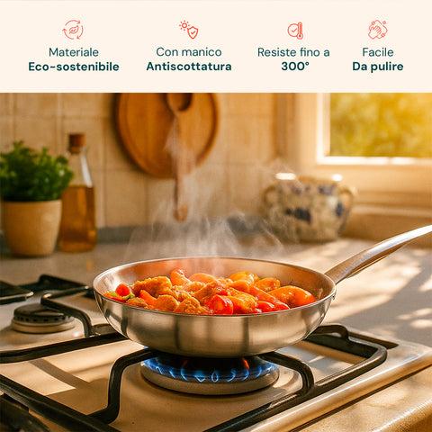 Padella 24 cm in Alluminio 100% Riciclato con Fondo per Induzione